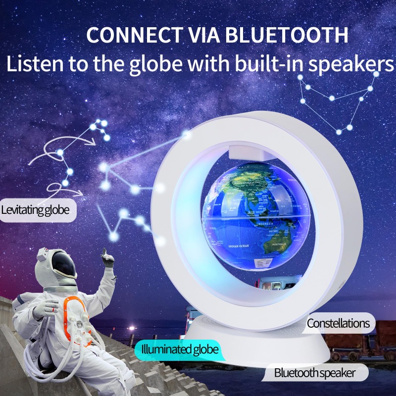Office Tech Gifts For Men - Levitating Bluetooth Speaker Lamp Floating World