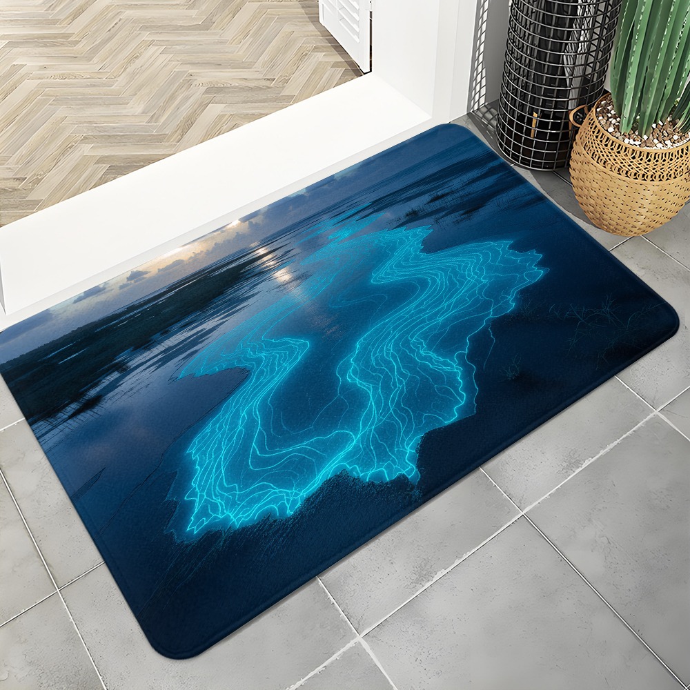 Abstract Topo Doormat Neon Blu - Office Tech Background ulasan dan harga