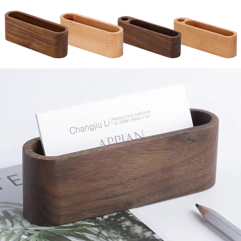 Business Card Holder Wooden Or - Home Office Tech Gadgets ulasan dan harga