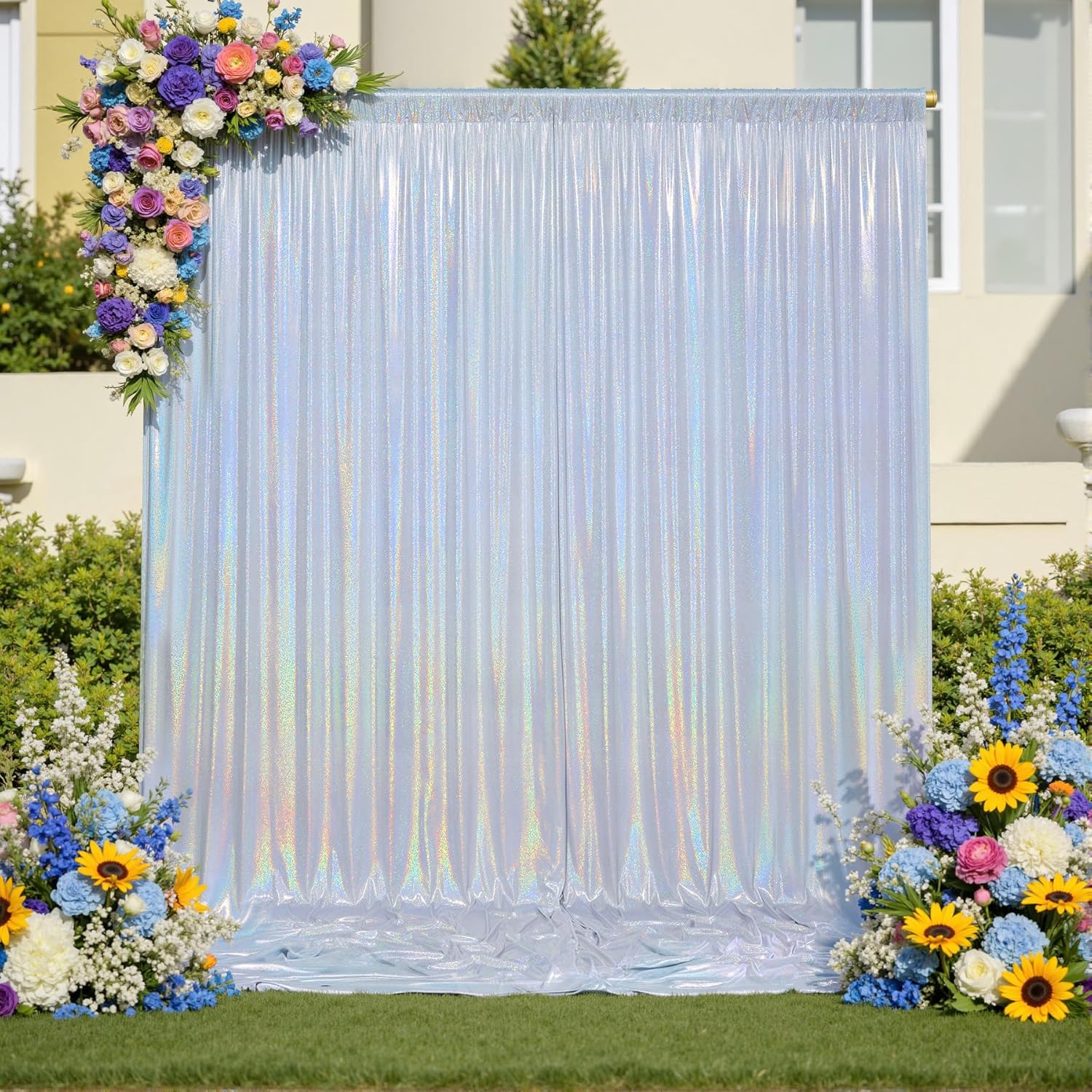 Shimmer Laser Backdrop Curtain - Office Tech Background ulasan dan harga