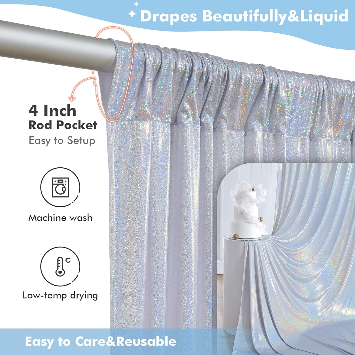 Shimmer Laser Backdrop Curtain - Office Tech Background ulasan dan harga