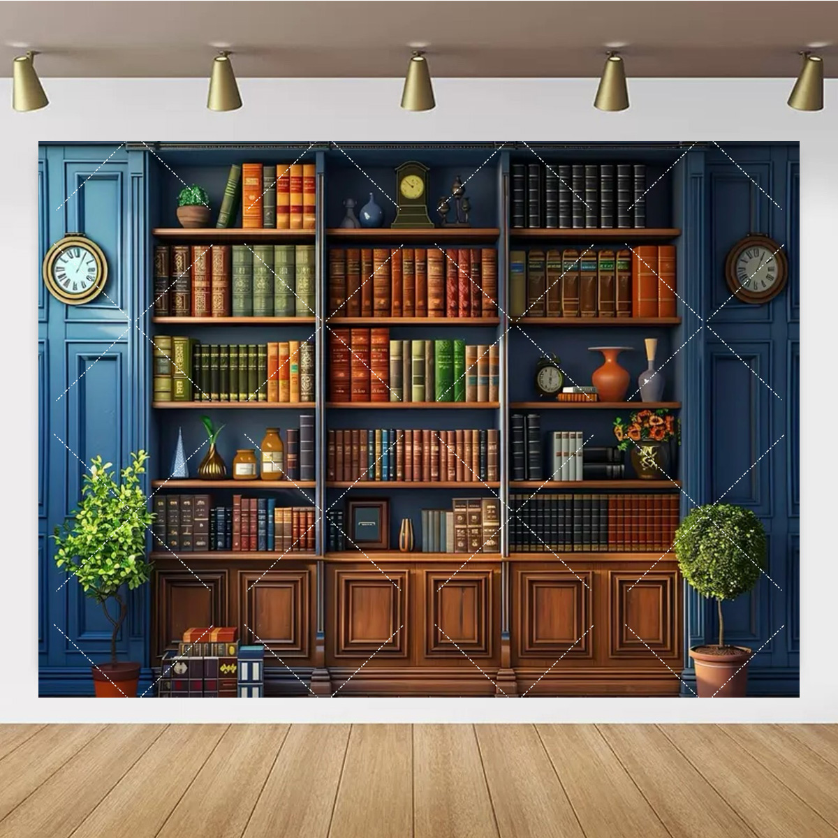 Vintage old Wooden Bookshelf B - Office Tech Background ulasan dan harga