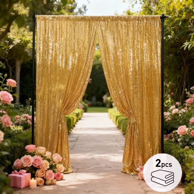 2 Panels Sequin Backdrop Curta - Office Tech Background ulasan dan harga